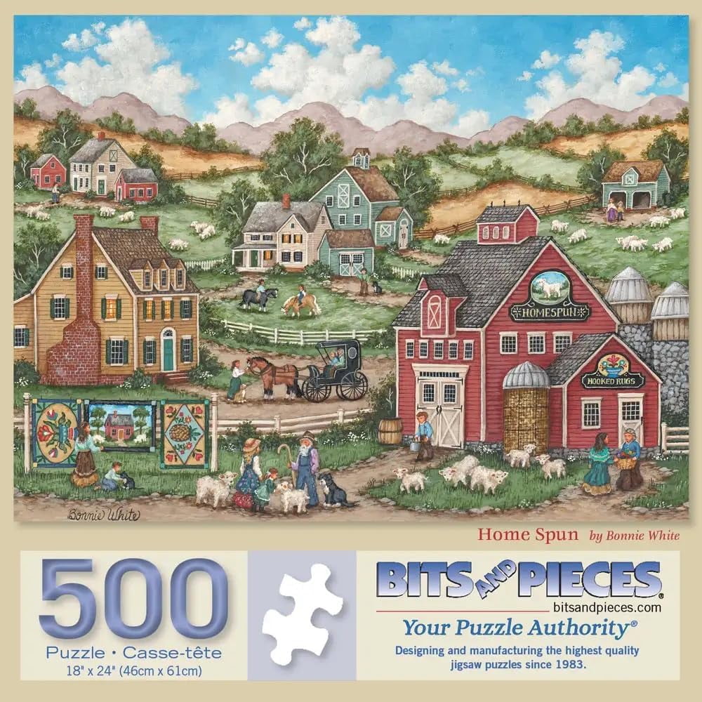 Bits and Pieces Jigsaw Puzzles for Adults, Rustic Farm Seasons, 500 Piece, 3 Pack, 18" x 24"
