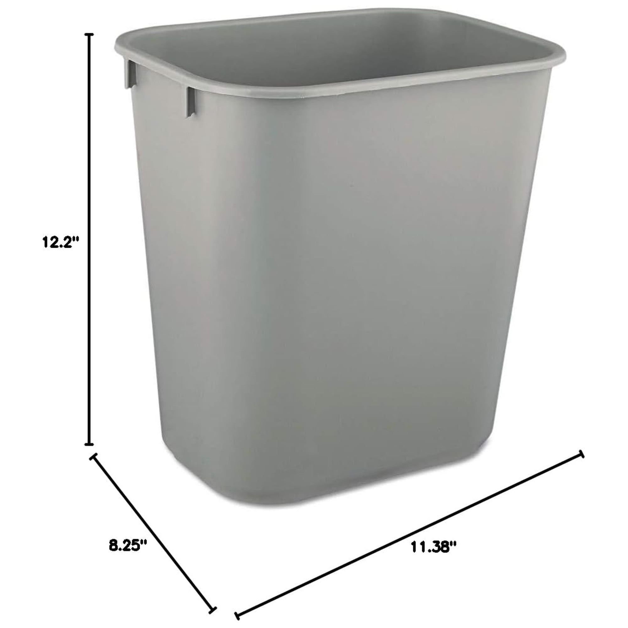Rubbermaid Deskside Wastebasket, Versatile Plastic Trash Can, 3.5 Gallon, Gray, 2 Pack