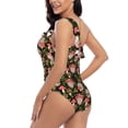 thumbnail image 4 of Gaeub Edgehog and Mushrooms Women's One Shoulder Ruffle Tummy Control Swimwear for Swimming Surfing Beach Party - Small, 4 of 8