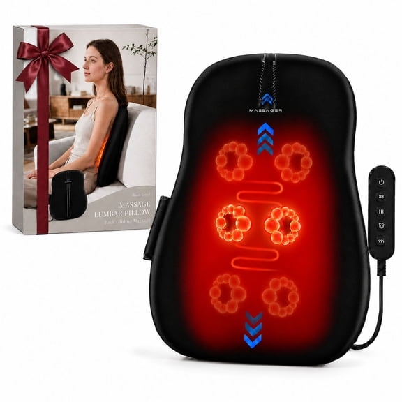 Heated Back Massager for Chair, Cordless Rechargeable Up-Down Moving Back Massager with 3 Heat Levels, 3 Intensities, Upper/Lower/Full Back Modes & Spot Massage, Gift for Women & Men