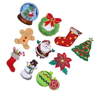 TOYMYTOY 16pcs Christmas Embroidered Patches Christmas Iron On Sequin  Patches Applique 
