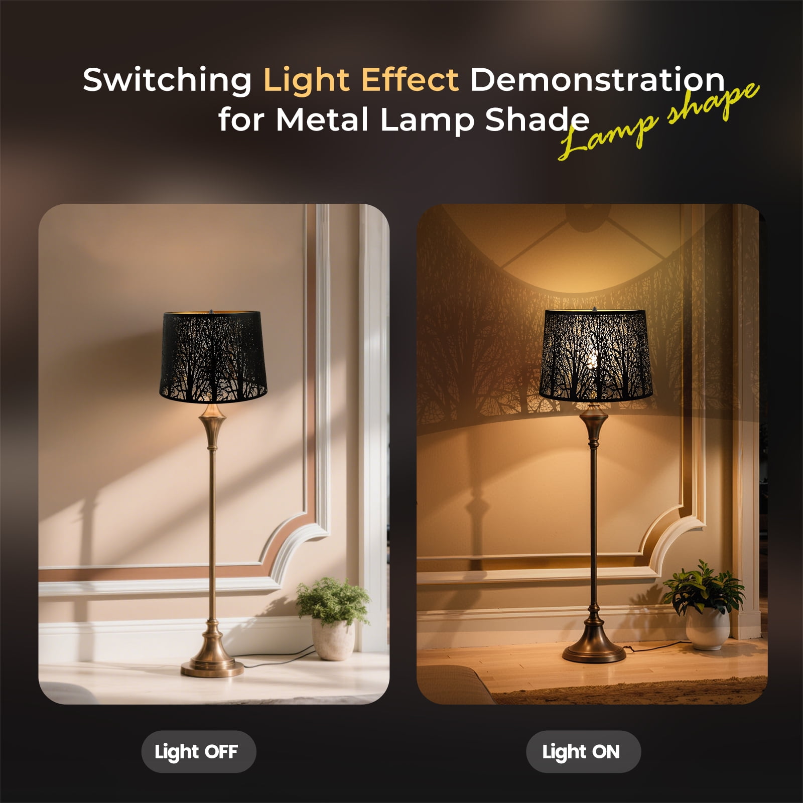 Large Drum Lampshade Cover For Floor Lamp Shade,SWAIFDEE Metal Black Lamp Shade For Table Lamp(Spider) 12x14x10in High