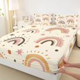 thumbnail image 5 of Manfei Boho Rainbow Bed Sheets, Star Planet Full Size Sheets, Beige, 4 Pieces, 1 Flat Sheet, 1 Fitted Sheet and 2 Pillowcases, 5 of 6