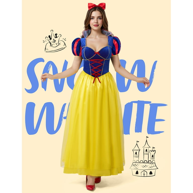 Joyfy Snow Princess Dress Costume for Women, Adult Halloween