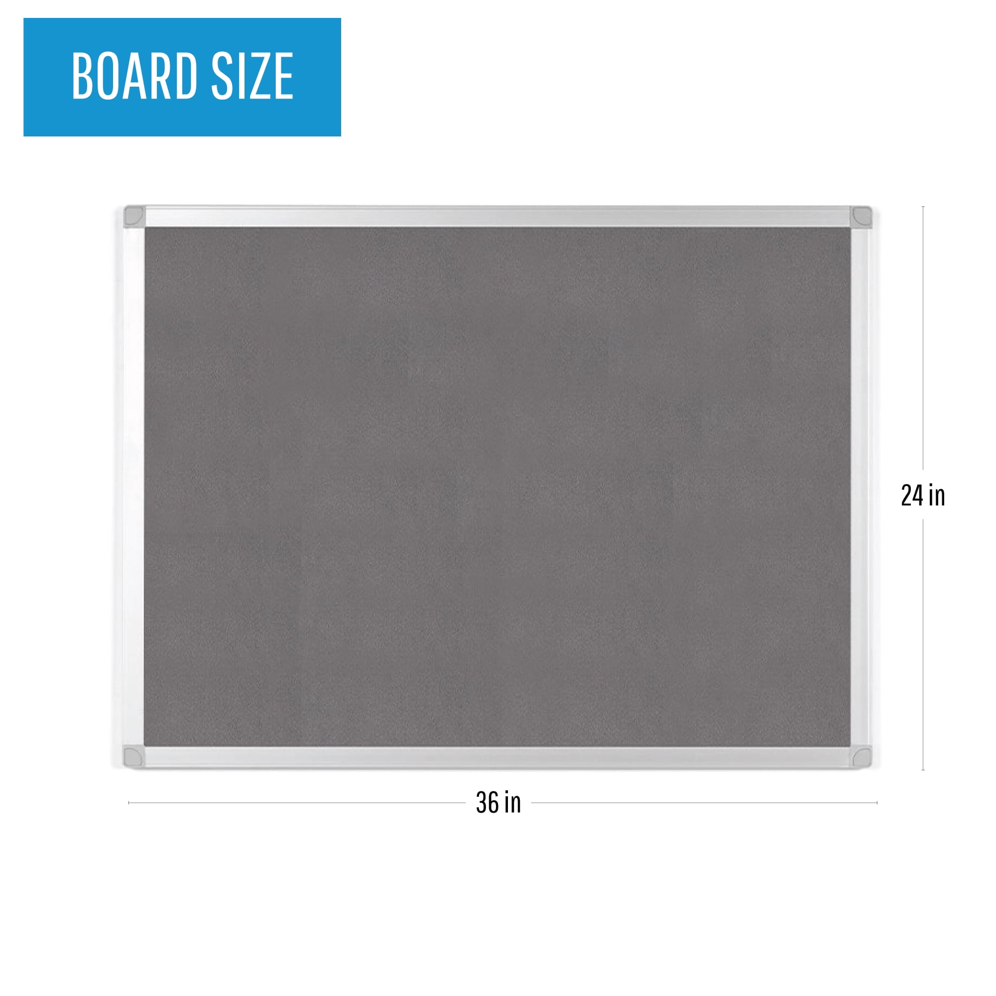 Bi-Silque FA03429214 24 x 36 in. Aluminum Frame MasterVision Ayda Felt Bulletin Board, Gray