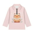 thumbnail image 3 of Psesaysky Girls Kawaii Capybara Flower Print Sweatshirt Long Sleeve for Teen Girls Stand-up Collar Sweatshirt Quarter Zip Pullover Hoodies Fleece Jacket 10-11 Years, 3 of 6