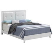 Passion Furniture Primo White Tufted Faux Leather Upholstered King Panel Bed