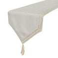 thumbnail image 1 of The HomeCentric Luxury Ivory Grey Table Runner 14 x 36 inch Chevron Weave Lace Tassels Linen Fabric Geometric Pattern Modern Style, 1 of 4