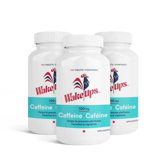 Wake-Ups 100mg Caffeine Tablets | Promotes Alertness & Endurance | 3 Bottles