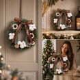 thumbnail image 4 of LEFXSMR Christmas Wreaths for Front Door, 12" Christmas Wreath with Bow Cotton Pinecone, Christmas Decorations for Porch Window Mantel Home, 4 of 9
