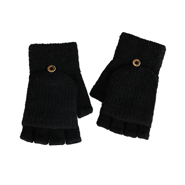 Soidarity Manoplas sin dedos para hombre y mujer, guantes con tapa, táctil de Handy Winter Warm Ciclismo negro