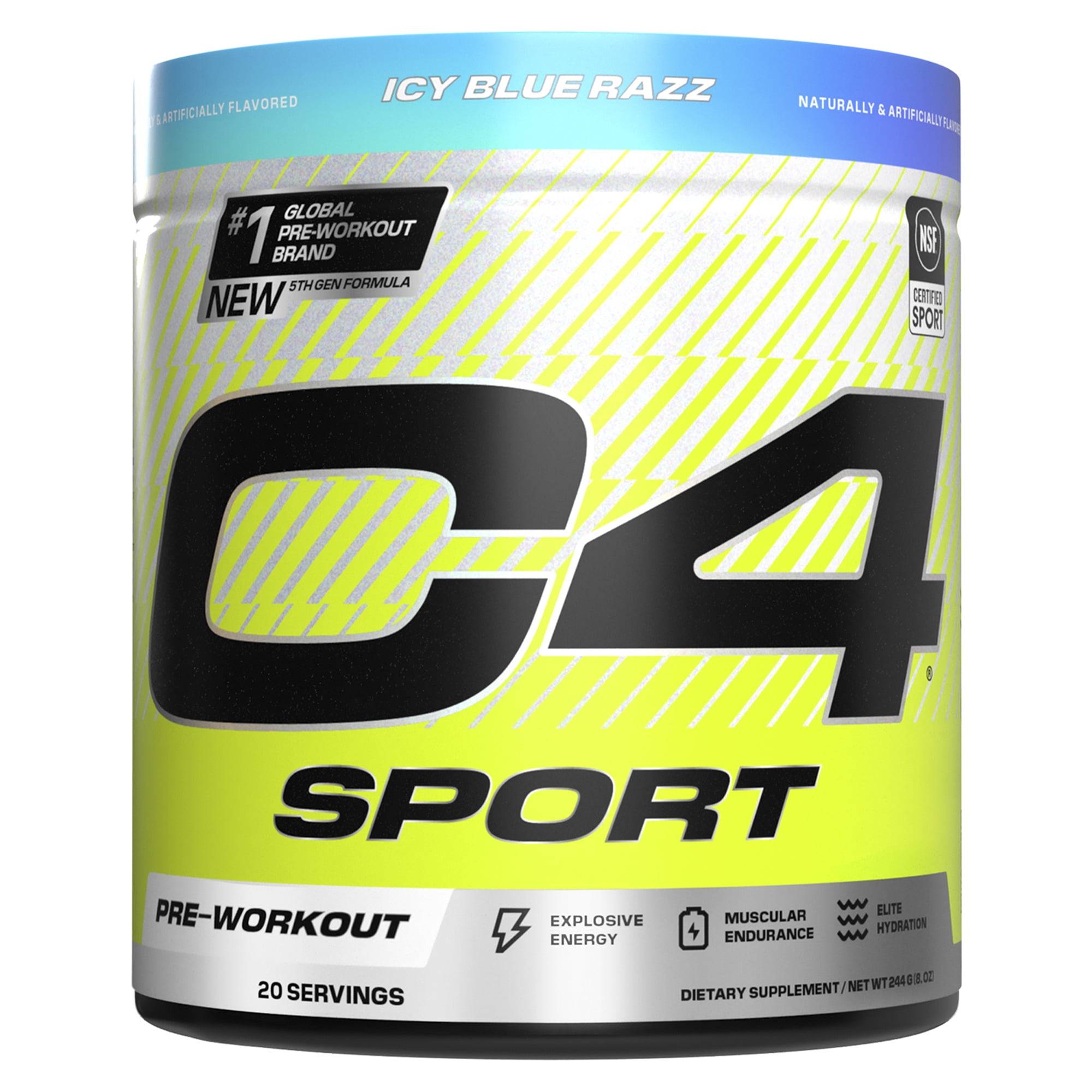 C4 Sport Pre-Workout Powder, Icy Blue Razz, 30 Servings