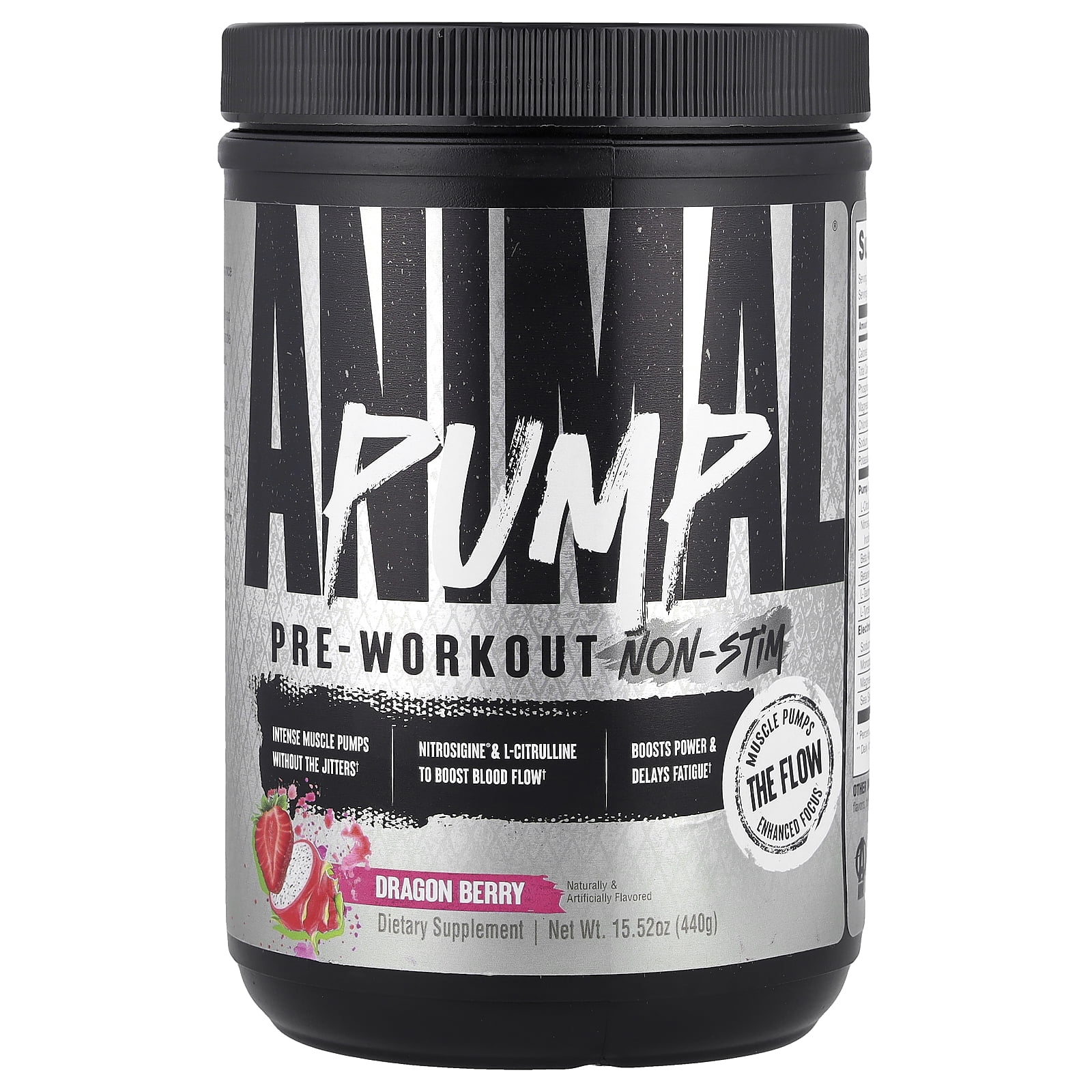 Animal Pump NS Stim-Free Pre Workout Powder for Men & Women - Caffeine-Free Preworkout for Energy, Focus, and Muscle Builder, Beta Alanine, Citrulline, Nitrosigine and Nootropics, Dragon Berry, 440g