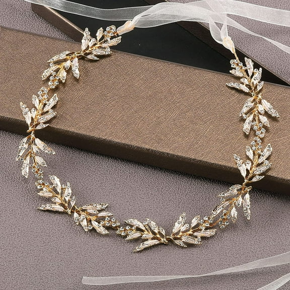 YooGuoGuo Wedding Headband Leaf Crystal Wedding Headpiece Bridal Rhinestone Hair Accessories for Brides Wedding Hair Vine (Silver)