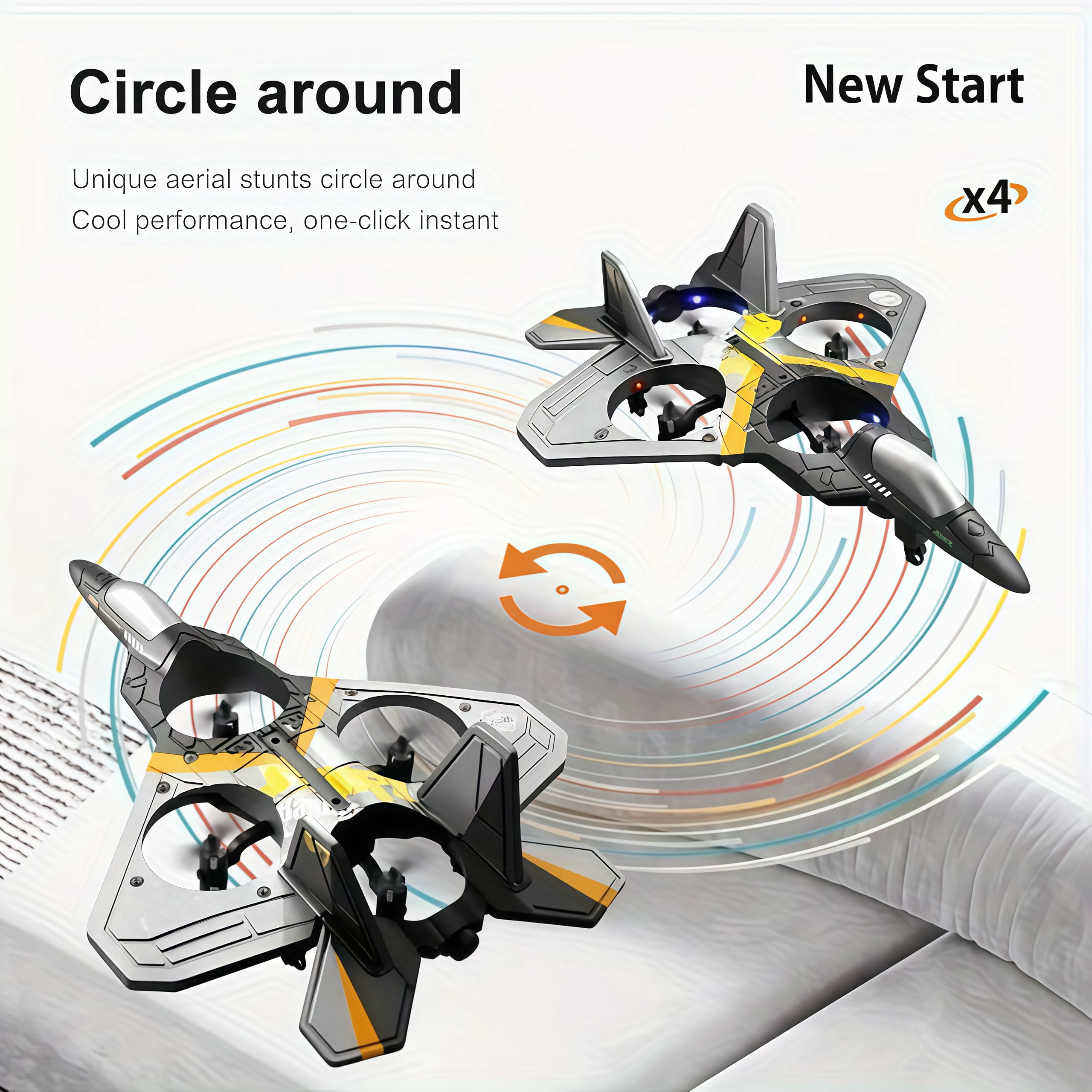 APIZCUK RC Fighter Jet Toy, EPP Foam Warplane, 3 Flight Modes, 20 Min Flight, Gift for Ages 12+