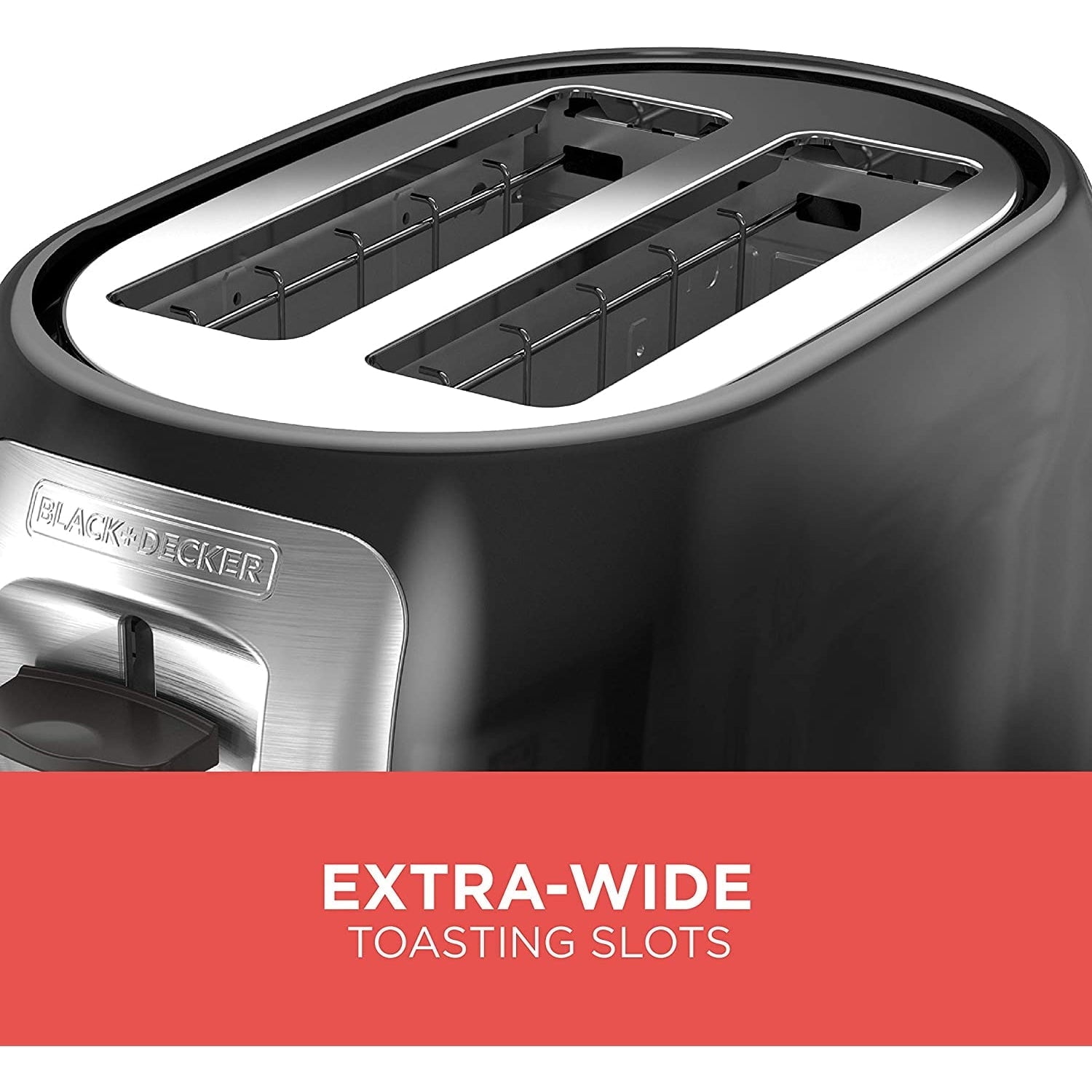 BLACK+DECKER 2-Slice Toaster, TR1278BD, Extra Wide Slots, 7 Shade Settings, 850 Watts, Frozen and Bagel Buttons