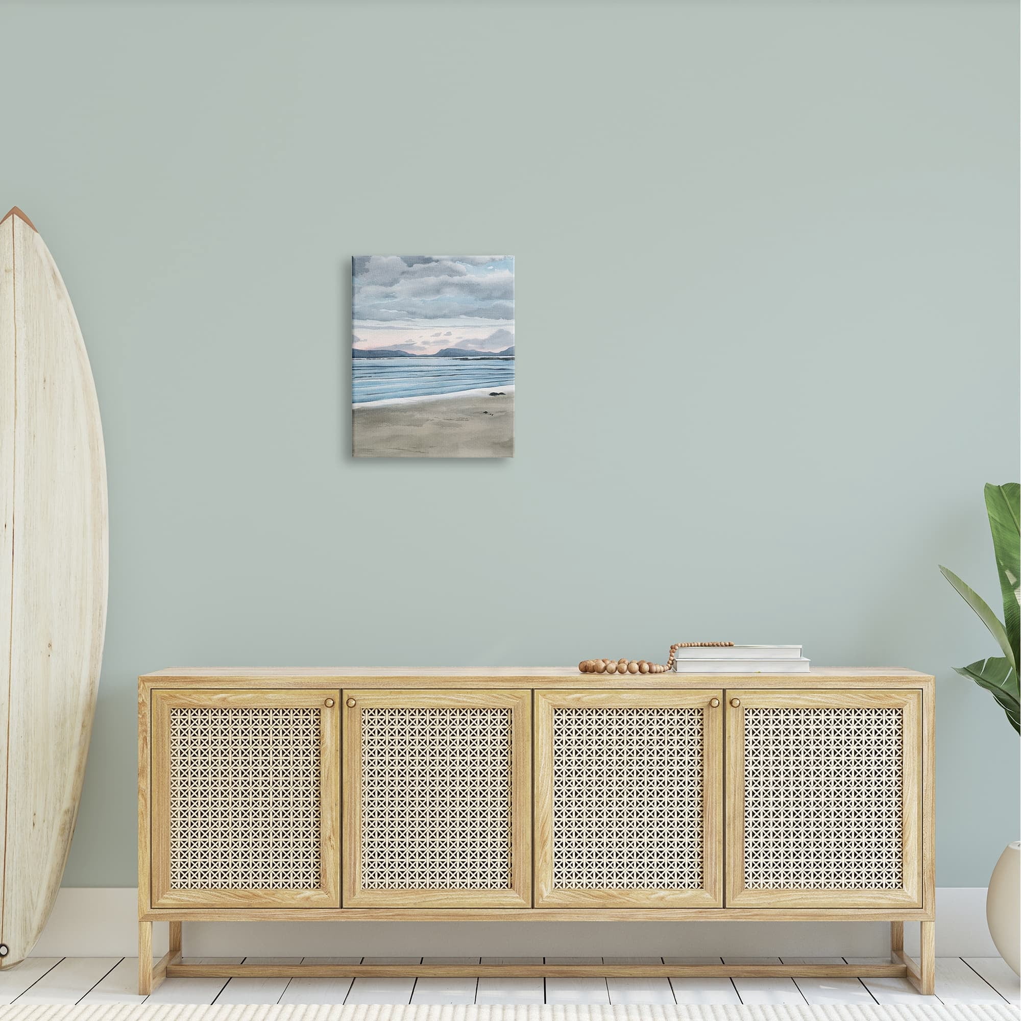 Stupell Cloudy Sunrise Beach Scenery Landscape Painting Gallery Wrapped Canvas Print Wall Art