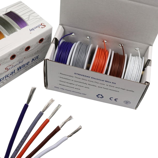 22 AWG Flexible 1007 Cable de conexión de cobre estañado - Cable de alambre trenzado de 300 V para electricidad y caja de bricolaje,Box-2