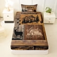 thumbnail image 3 of Castle Fairy Jungle Mountain Deer Twin Sheets 3pcs,Vintage Rustic Cabin Bedding,Natural Black Brown,1 Fitted Sheet, 1 Flat Sheet and 1 Pillowcase, 3 of 6