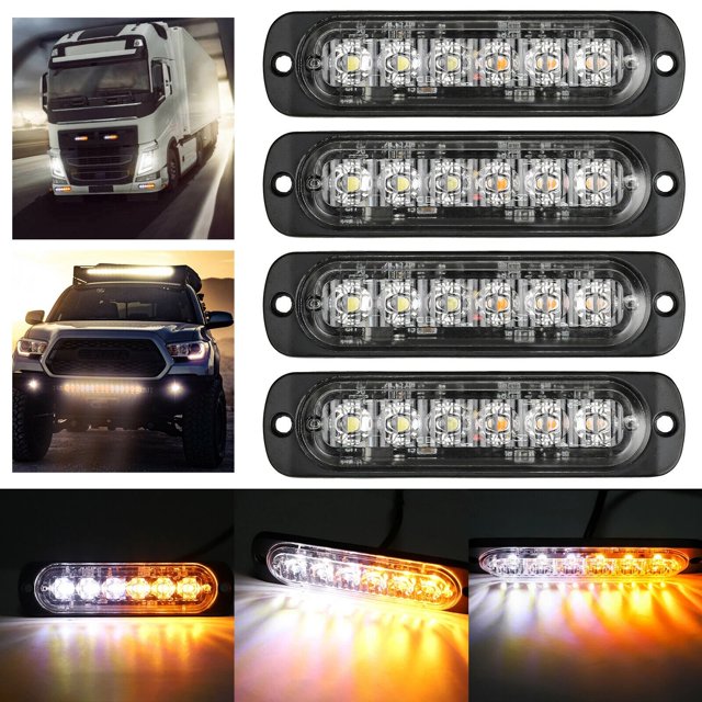 pcs white light + yellow 6 light ultra-thin warning light engine