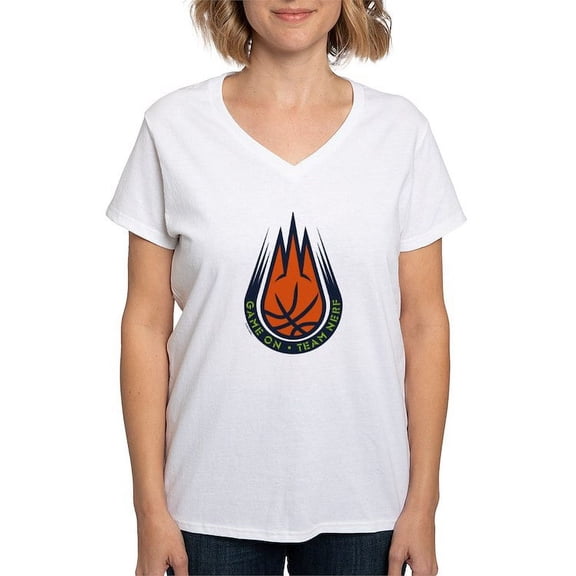 CafePress - Team Nerf Basketball T Shirt - Womens Cotton V-Neck T-shirt