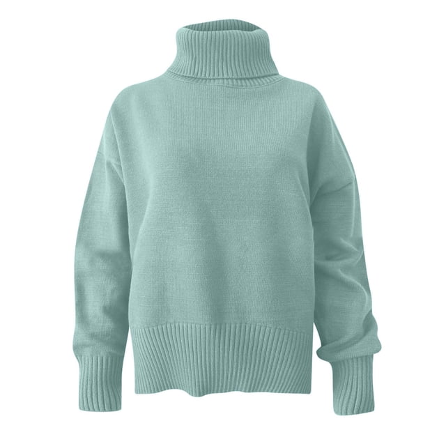 EGNMCR Chandails pour Femmes Automne Hiver Col Haut Populaire Chandail en Tricot Ample, Cadeaux pour Femmes