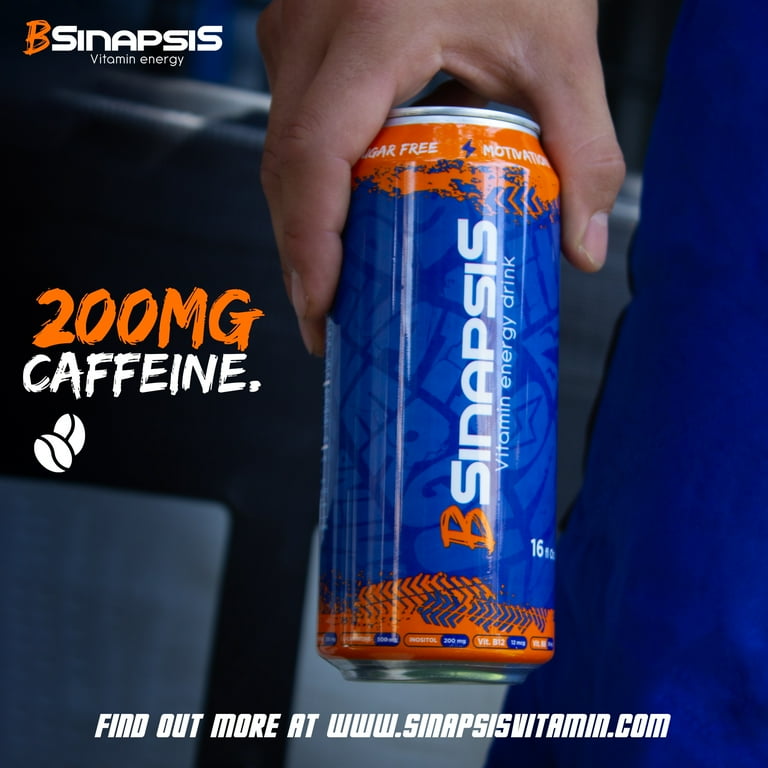 BSinapsis Energy Drink - Contains Vitamins B12, B6, B5, B3, C, Caffeine and  L-Carnitine - 0% Sugar and Sodium