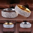 thumbnail image 3 of AYYUFE Unisex Men Women Five Rows Rhinestones Inlaid Wedding Band Knuckle Couples Ring Metal Silver, 3 of 8