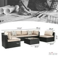 thumbnail image 4 of Walsunny 7 Piece Outdoor Patio Conversation Set, Rattan Sectional Sofa Set, All-Weather Outdoor Modern Sectional Furniture Wicker Couch with Glass Coffee Table, for Patio Deck Garden Pool,Khaki, 4 of 7