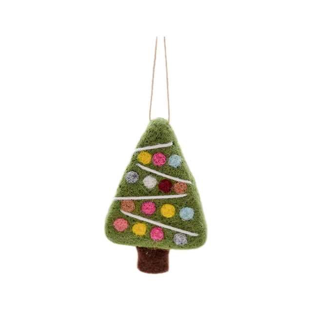 REZUOFI 2 Pcs Wool Felt Christmas Ornaments Handmade Holiday Tree Decorations with Snowflake Patterns for Crafts Festive Party Home Decor