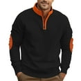 thumbnail image 2 of Men's Contrast Color Loose Casual Fleece Stand Collar Half Zip Long Sleeve Sweatshirt, Heavyweight Pullover for Winter, Street Fashion and Outdoor Wear,Black,M, 2 of 8