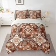 thumbnail image 2 of jejeloiu Ancient Bohemian Floral 7 Pieces Bedding Comforter Set,Brown Beige Full Bedding Set For Adults Reversible, 2 of 8