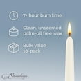 thumbnail image 4 of Stonebriar Unscented 10" Dripless Taper Candles with 7 Hour Burn, 10 Pack, White, 4 of 7