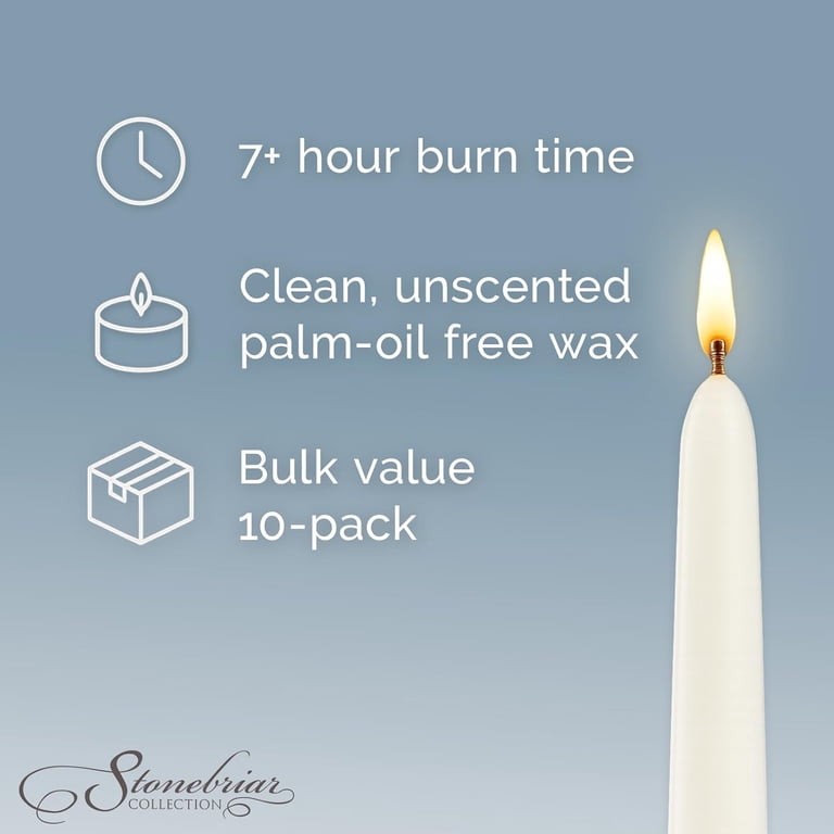 Stonebriar White Taper Candles, 10-Pack, 7-Hour Burn photo 3