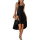 thumbnail image 1 of Women Spaghetti Strap High Low Hem Ruffle Flared Swing A-Line Cocktail Sleeveless Party Dress dark green XL, 1 of 4