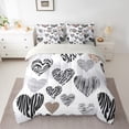 thumbnail image 3 of Manfei Modern Fashion Art Twin Bedding Sets 7-Piece, Grey Stripes Love Heart Bedding Comforter Set, Teens Kids Boys Girls Reversible Sheet Sets, Breathable Home Decor, 3 of 8