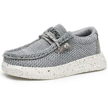 Apakowa Kids Boys Girls Slip-On Casual Loafers Walking Shoes Comfortable & Lightweight (Color : Grey  Size : 3 Little Kid)
