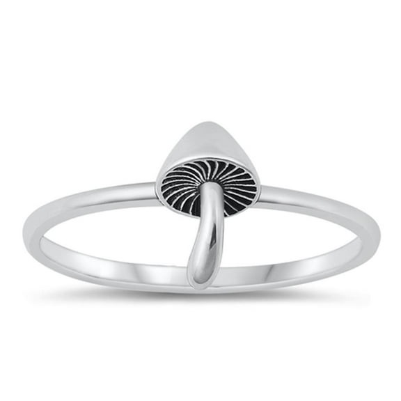 Cute Toadstool Mushroom Ring .925 Sterling Silver Oxidized Band Jewelry Female Male Unisex Size 9