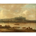 thumbnail image 2 of Jan van Goyen 14x12 Black Ornate Wood Framed Double Matted Museum Art Print Titled: View of the Rhine and the Elterberg (1645), 2 of 5