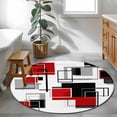 thumbnail image 3 of Round Rugs 3Ft, Red Grey Black Round Area Rug Washable Indoor Throw Carpet, Irregular Abstract Modern Geometric Small Non Slip Circle Rug for Bedroom Living Room Home Decor Aesthetic, 3 of 8