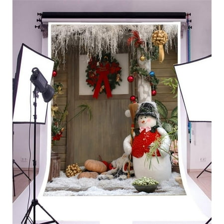 greendecor polyester 5x7ft photography background rustic rural front door wood house christmas decorations lovely snowman broom - Christmas Broom Decoration greendecor polyester 5x7ft photography background rustic rural front door wood house christmas decorations lovely snowman broom - Christmas Broom Decoration