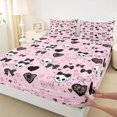 thumbnail image 4 of Feelyou Cute Bowknot Skull King Sheets, Pink Sugar Gothic Halloween Bedding, 4pcs, 1 Flat Sheet, 1 Fitted Sheet and 2 Pillowcases, 4 of 5