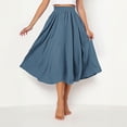 thumbnail image 5 of 21 Colors Flax Skirt for Women Summer Plus Size Flowy Large Hem Elastic Waist Breathable Lightweight Soft Casaul Pleated Midi Skirts Blue, 5 of 9