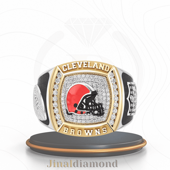 Jinaldaimound #ClevelandBrowns 1/2 CTTW Diamond Two-Tone Yellow Gold and Sterling Silver Ring