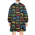 thumbnail image 2 of Wearable Oversized Blanket,Multicolor Controllers Games Icons Black Pattern Wearable Blanket Hoodie for Adults,Cozy Hooded Blankets with Super Pockets,Super Warm Fuzzy Pullover for Women & Men, 2 of 6