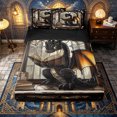 thumbnail image 2 of Erosebridal Cartoon Reading Black Dragon Print Zipper Queen Comforter Set with Fitted Sheet and 2 Pillowcases,Vintage Book Stack Accent Zipper Bedding Set,Black Cream,4 Pieces,Black Reversible, 2 of 6