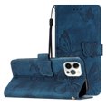 thumbnail image 1 of Compatible with iPhone 15 Pro Embossed Butterfly Case with Wallet and Kickstand Cover, 1 of 5