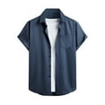 thumbnail image 1 of Qiopertar Liquidation à Moins de 5$ Chemise Décontractée à Rayures pour Hommes, Col Rabattu, en Solde, 1 of 6