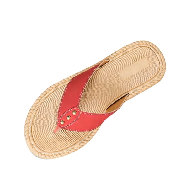 Sandalias Planas con Correas de Tobillo Metal Acento Pie Post Espadrilles, Sandalias Planas de las Mujeres Pie Redondo Verano