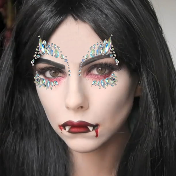Trying face gems ✨💎 #makeup #beautytok #diamonds #foryou, Halloween Makeup